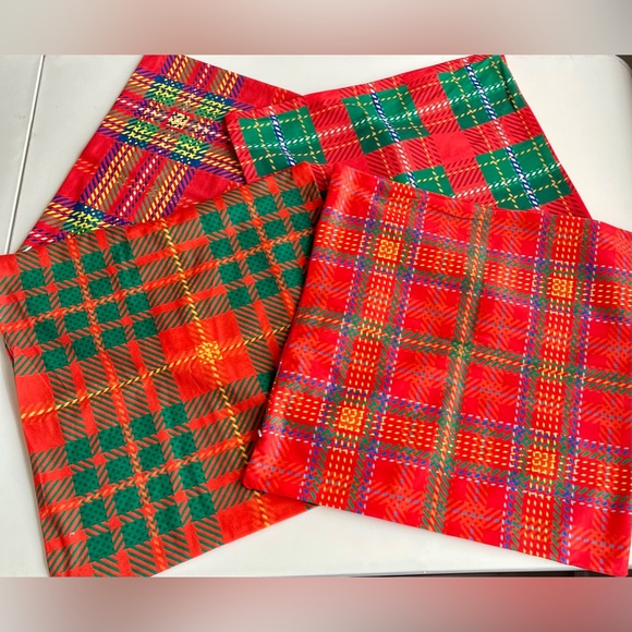 Source Unknown Other - Vintage 70’s Red Plaid Multicolored Designs Zippered Pillow Case Covers Set Of 4